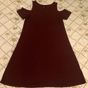 Forever 21 maroon open shoulder dress